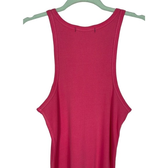 AMO Pink Rib Muscle Tank Long Dress Large Bodycon Maxi Wardrobe Staple Summer - Picture 8 of 11